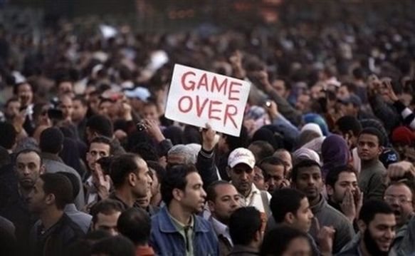 Anti Mubarak demonstrators